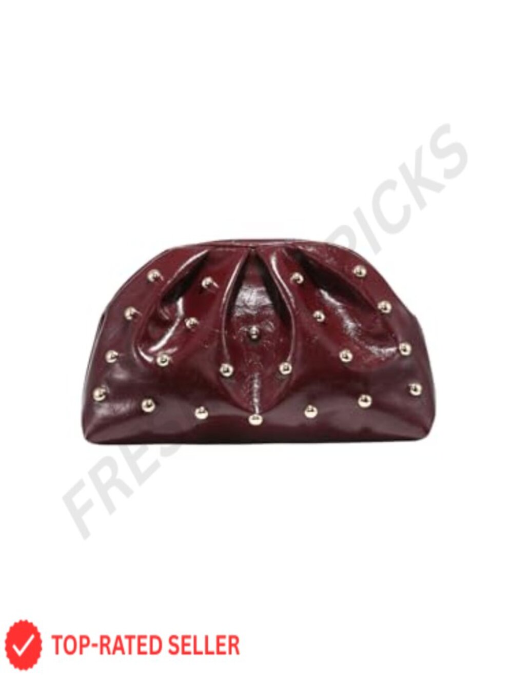 Elegant Studded Clutch Bag Ruched Magnet PU Leather Evening Handbag